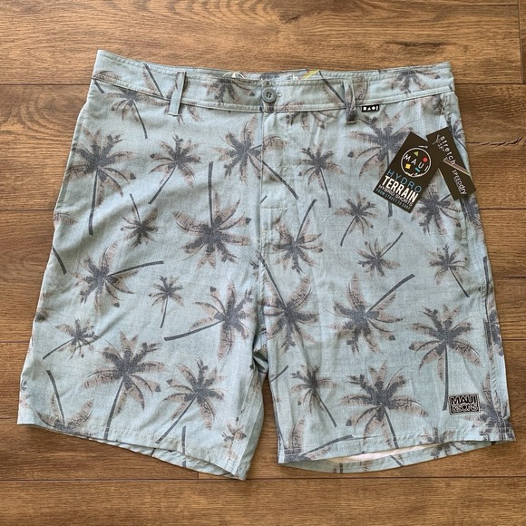 Maui & Sons Men's 2XL (40) Hybrid Swim Trunks Surf Board Shorts Pockets Blue NEW - Picture 1 of 13